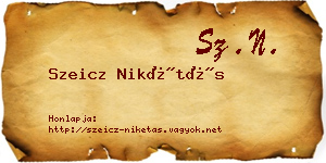 Szeicz Nikétás névjegykártya